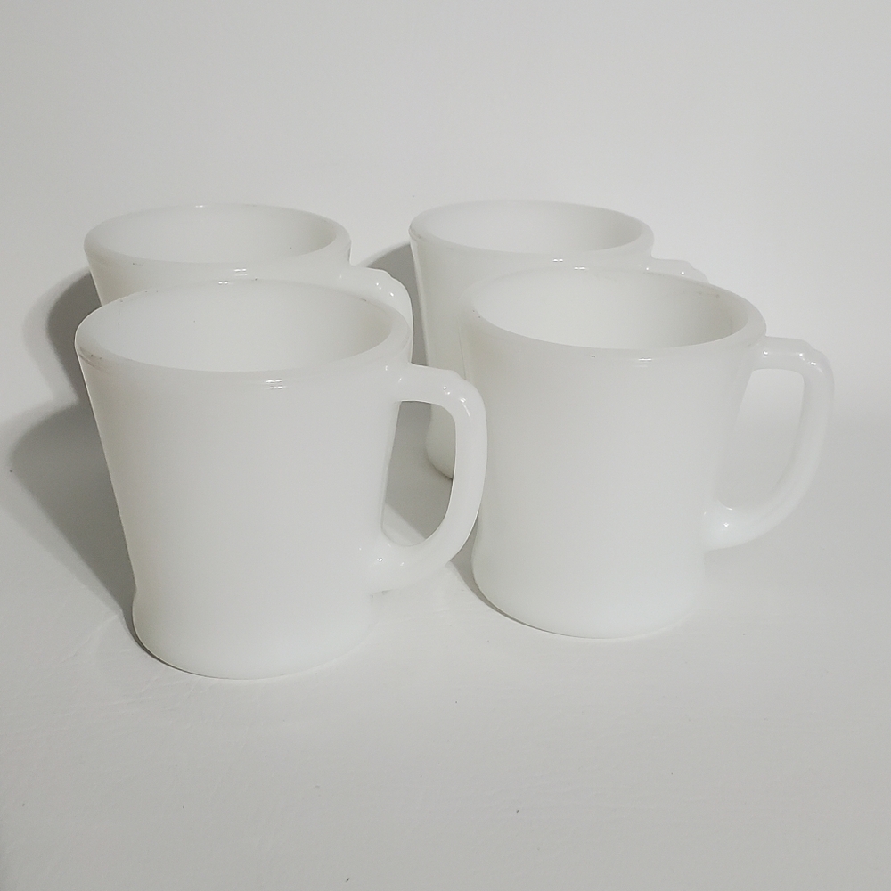 White Fire King Milk Glass Coffee Mugs Anchor Hocking Made in USA